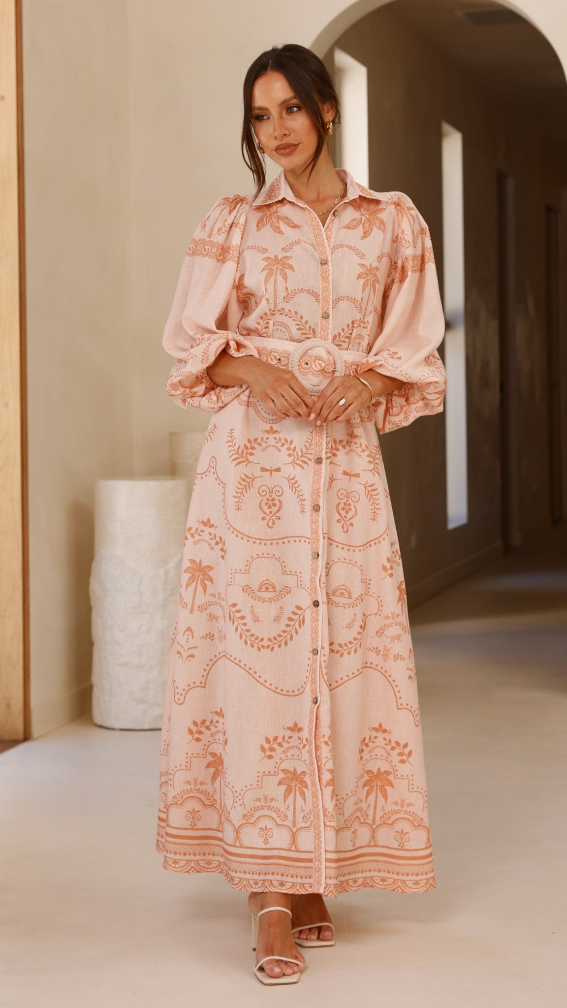 Xander Long Sleeve Maxi Dress - Natural