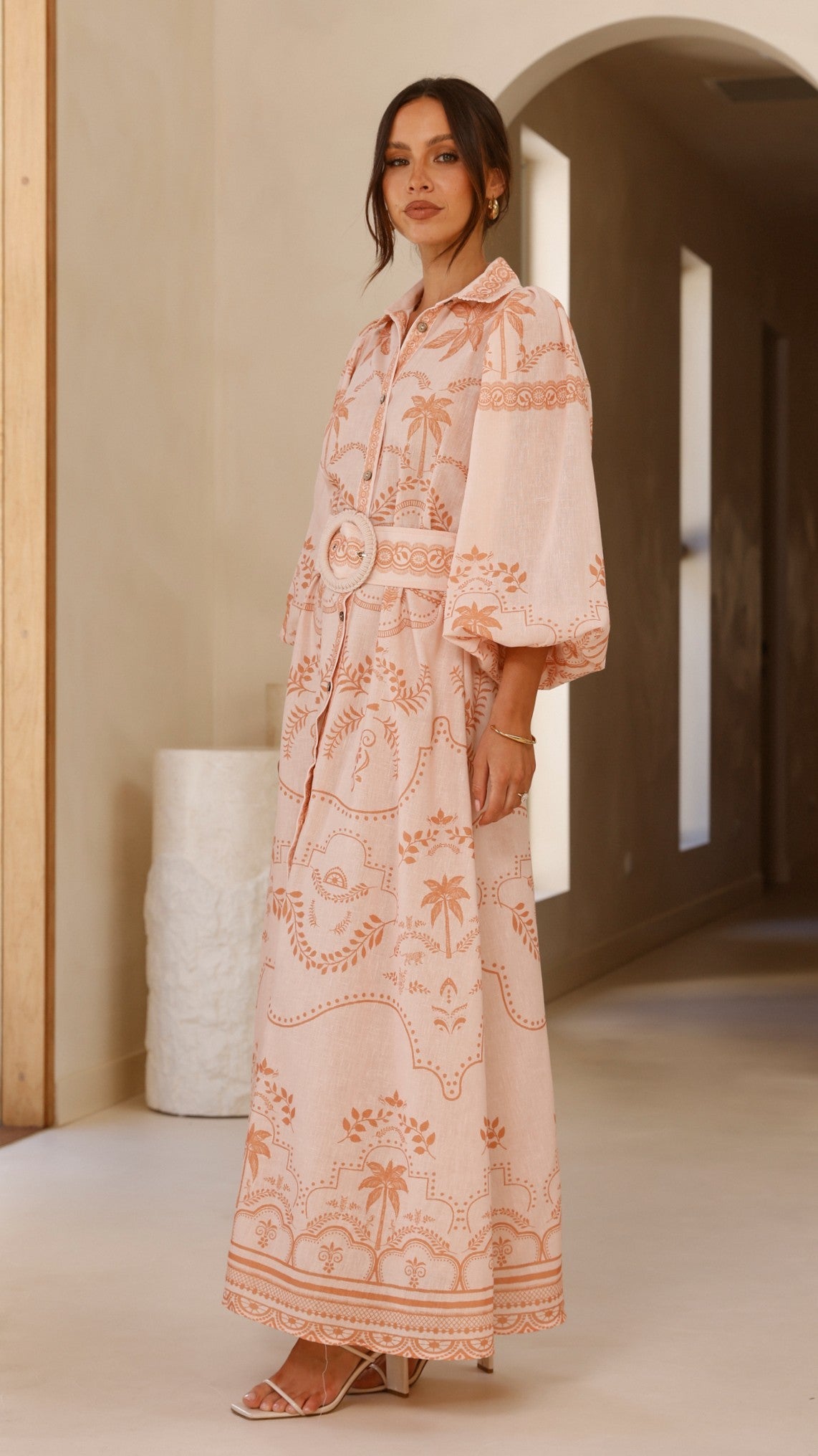 Xander Long Sleeve Maxi Dress - Natural