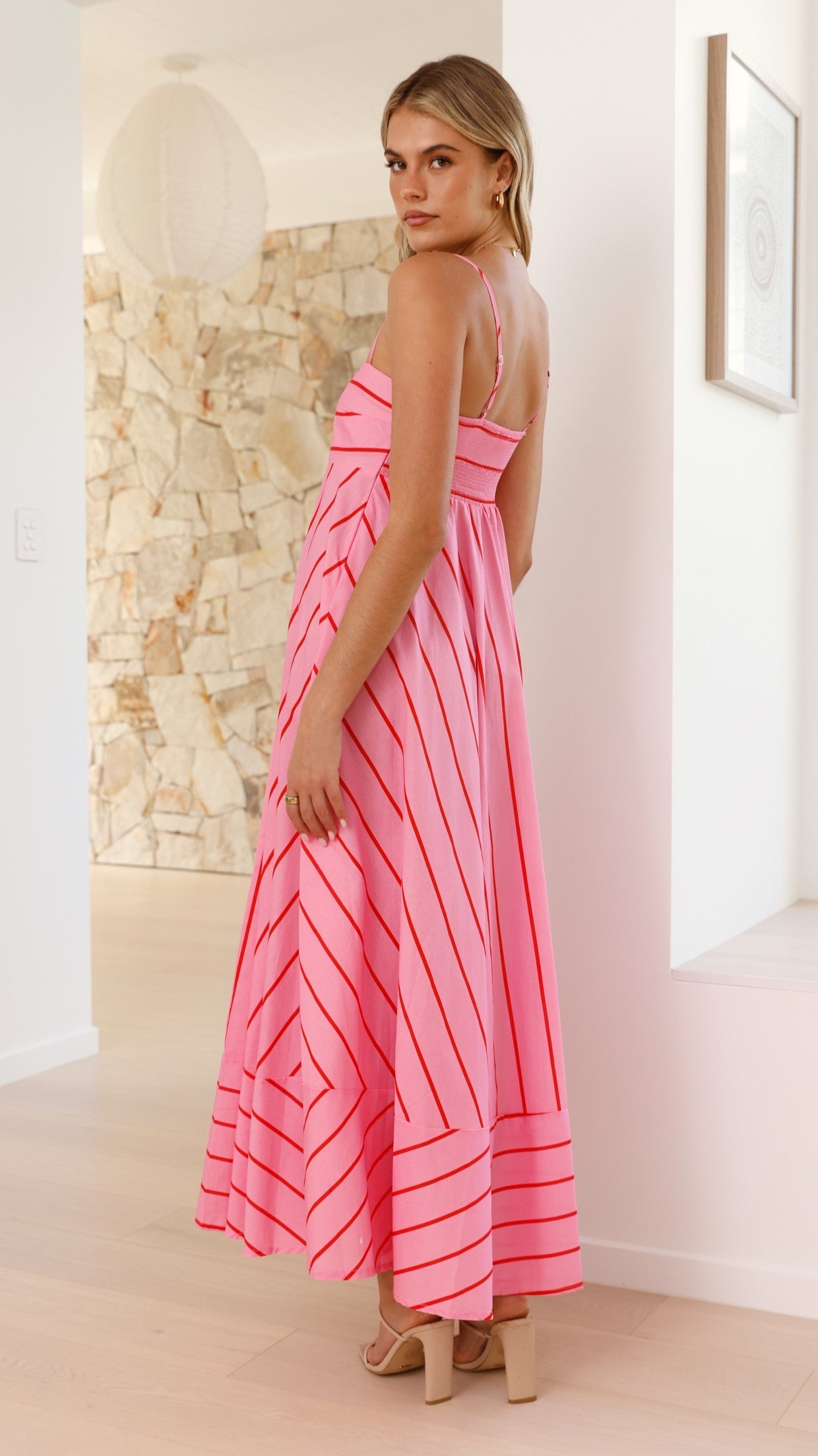 Kaethe Maxi Dress - Pink / Red Stripe