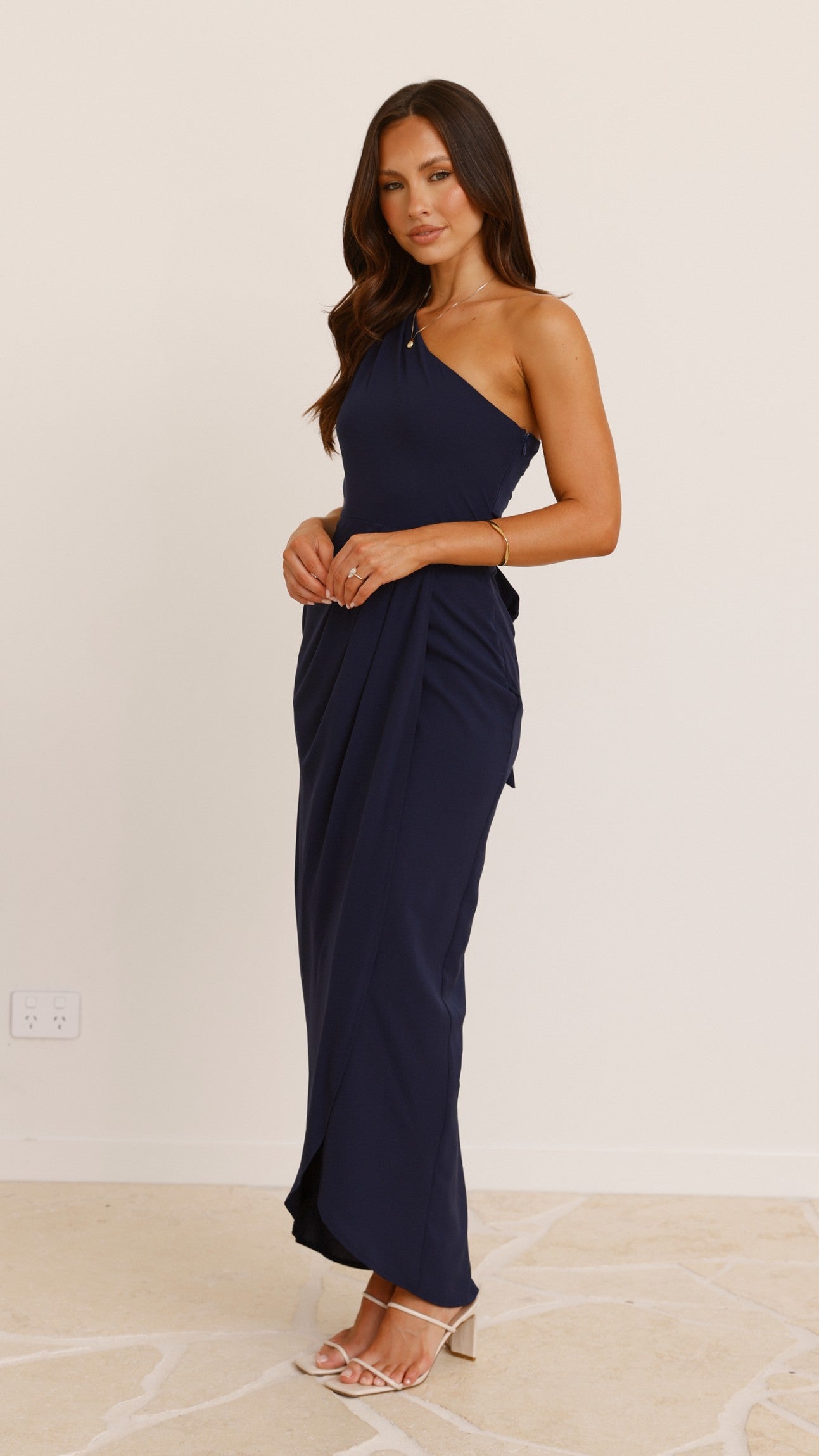 Clara One Shoulder Maxi Dress - Navy