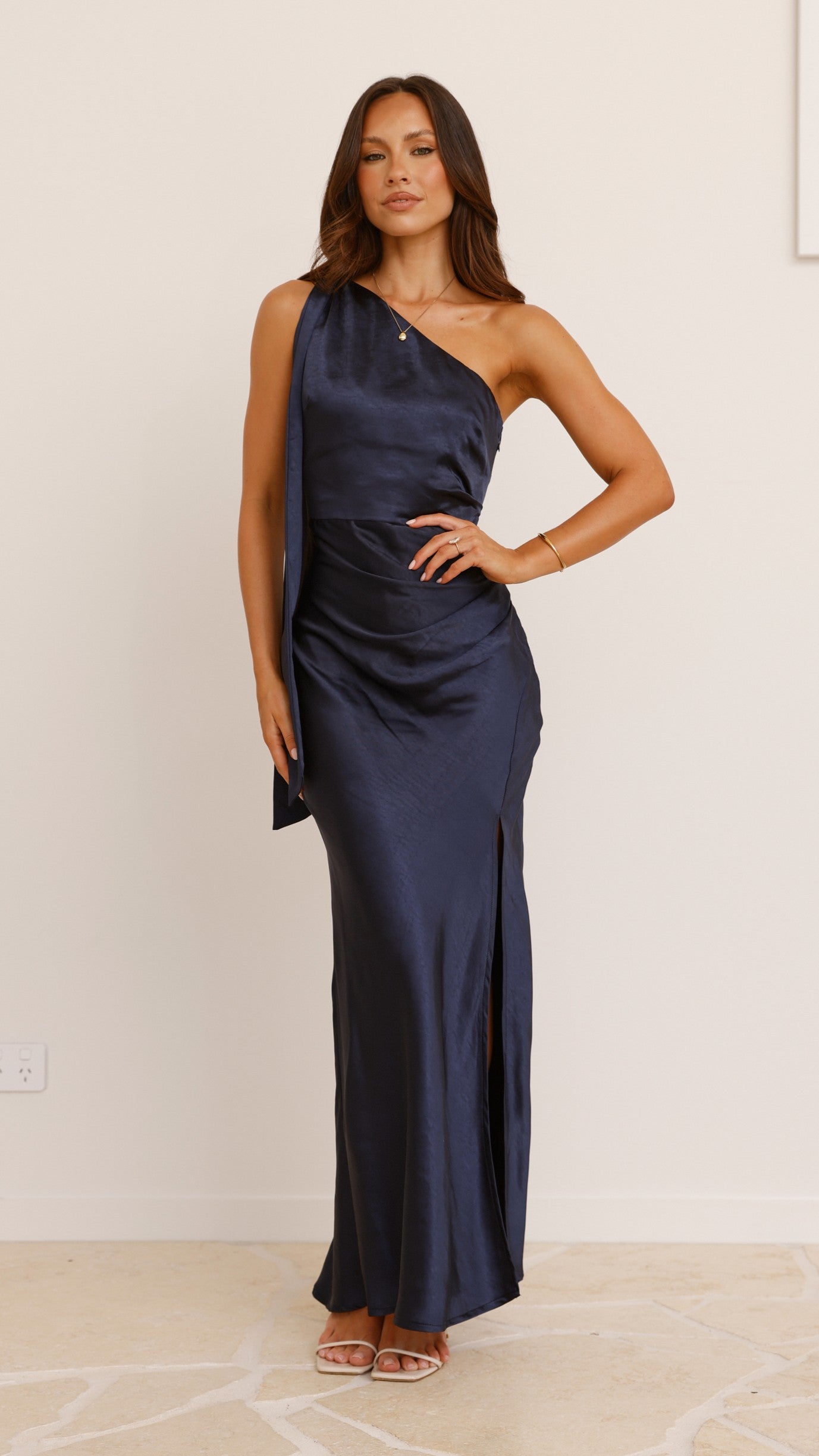 Halle One Shoulder Maxi Dress - Navy