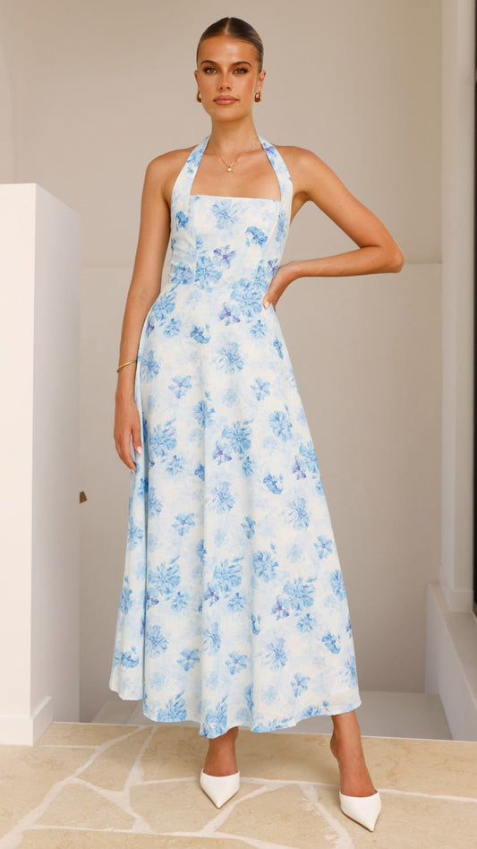 Mady Maxi Dress - Blue Floral