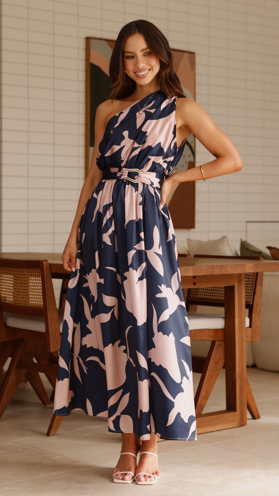 Hadas Maxi Dress - Navy/Pink Print