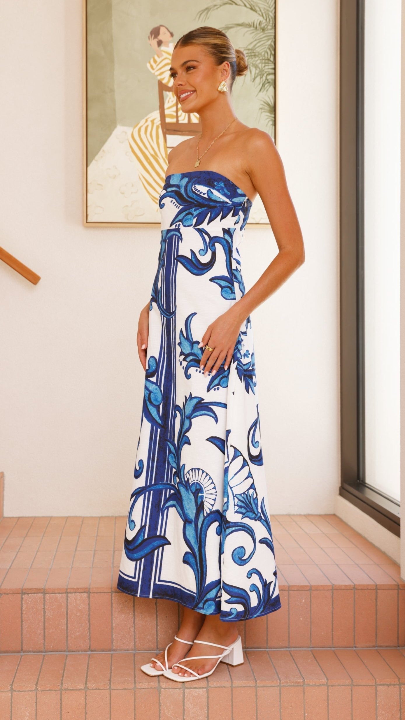 Madra Maxi Dress - Sapphire / White Zayna