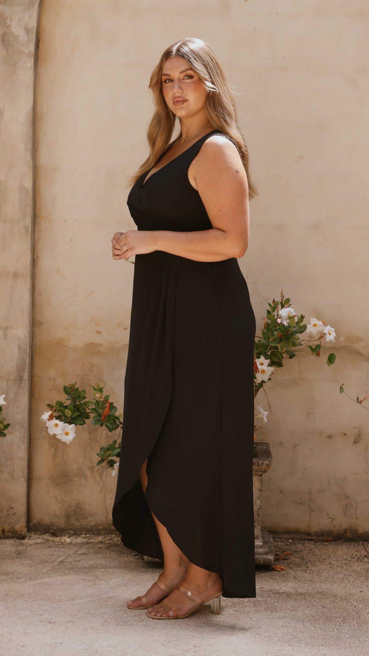 Pamela V Neck Maxi Dress - Black