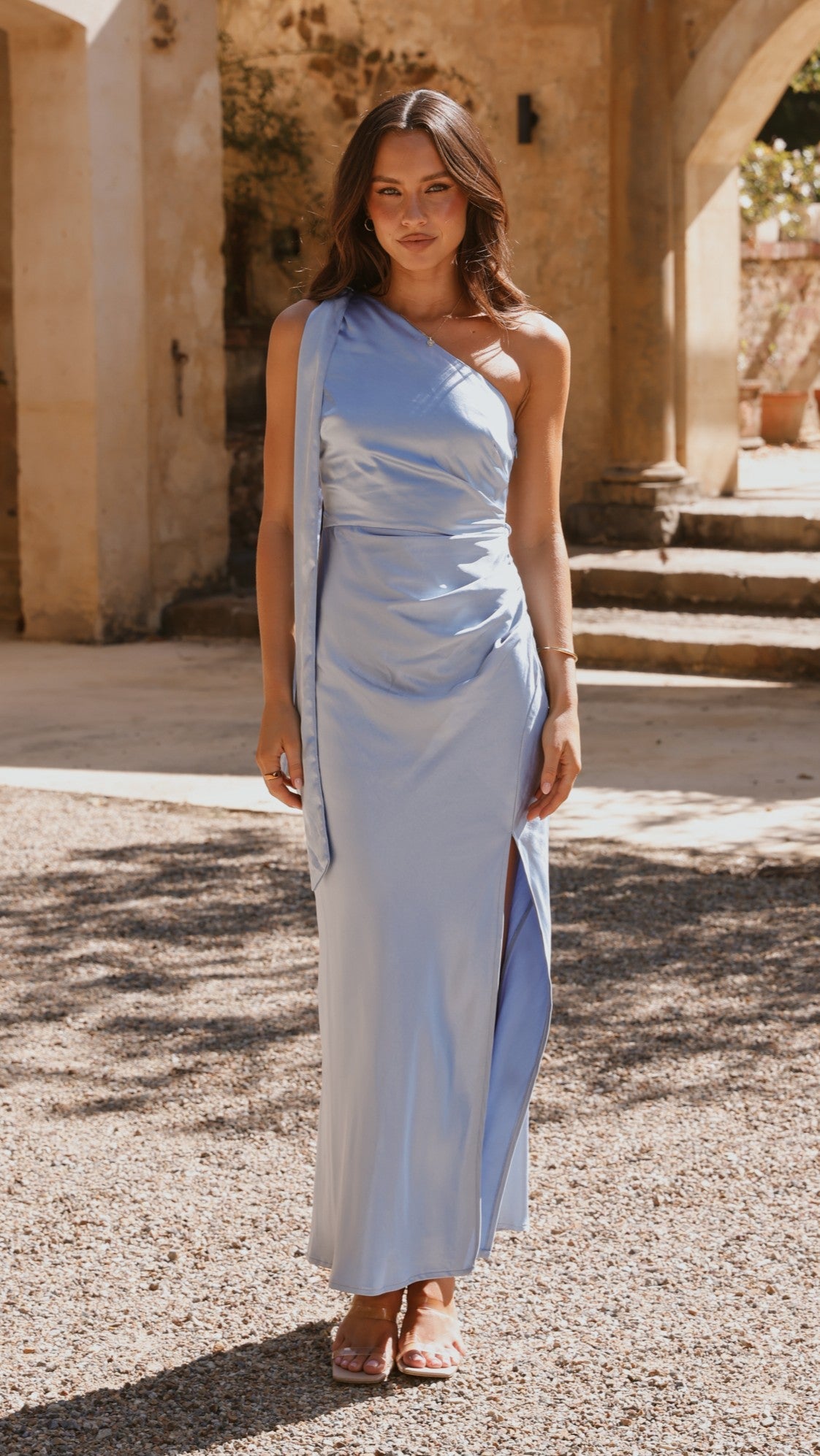 Halle One Shoulder Maxi Dress - Blue