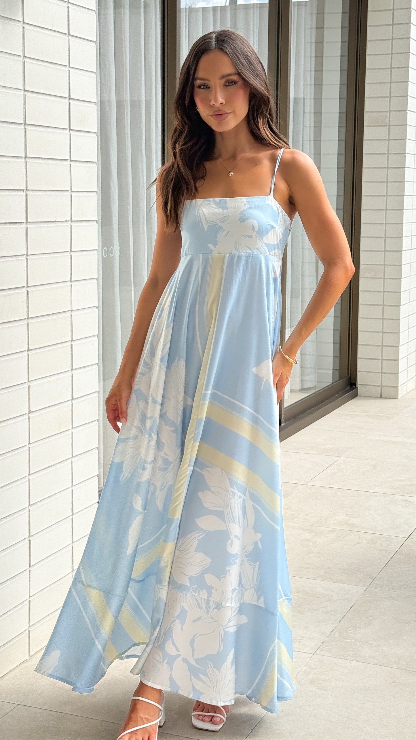 Kaethe Maxi Dress - Blue/Yellow