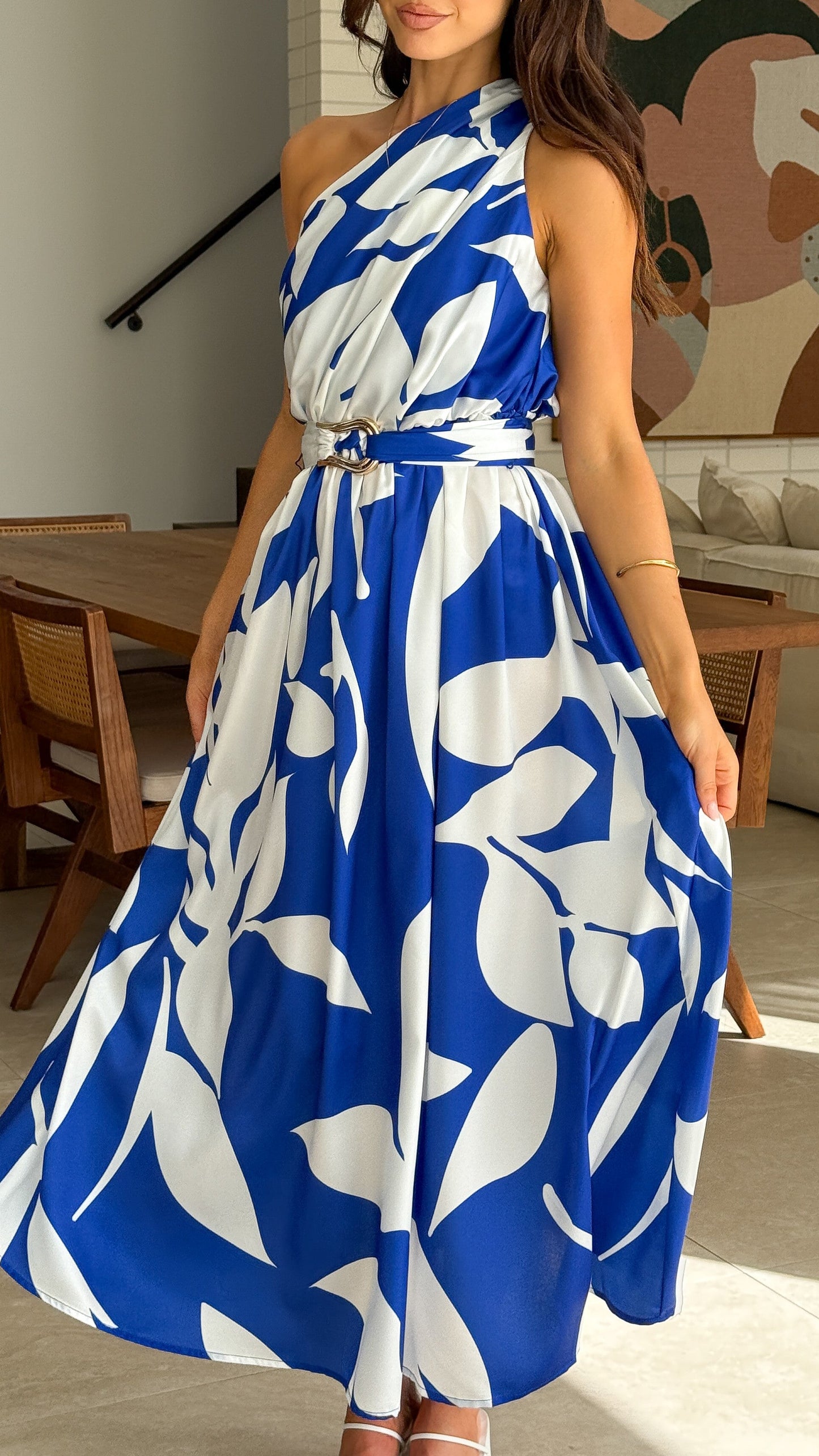 Hadas Maxi Dress - Cobalt/White Print