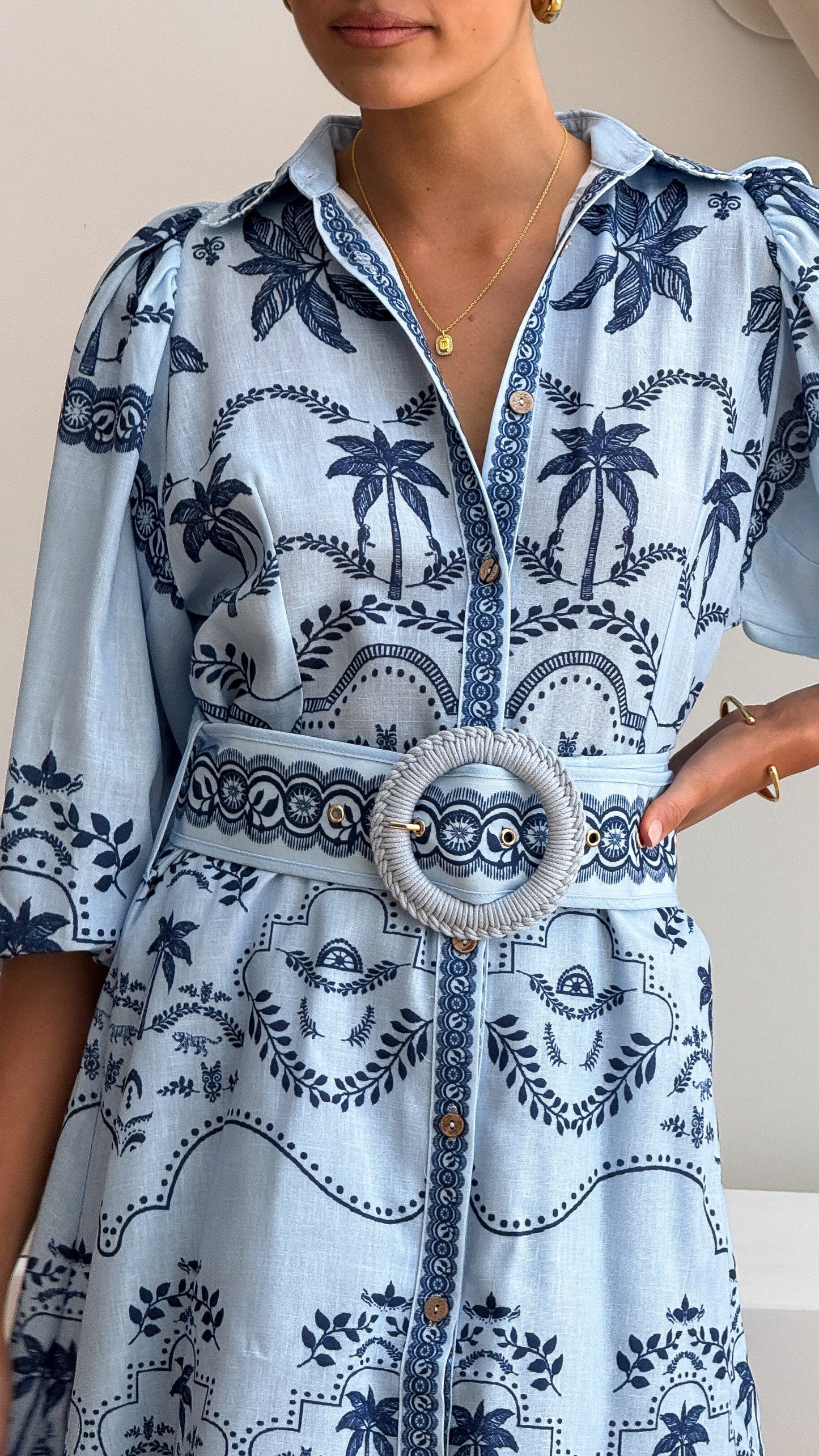 Xander Long Sleeve Mini Dress - Indigo