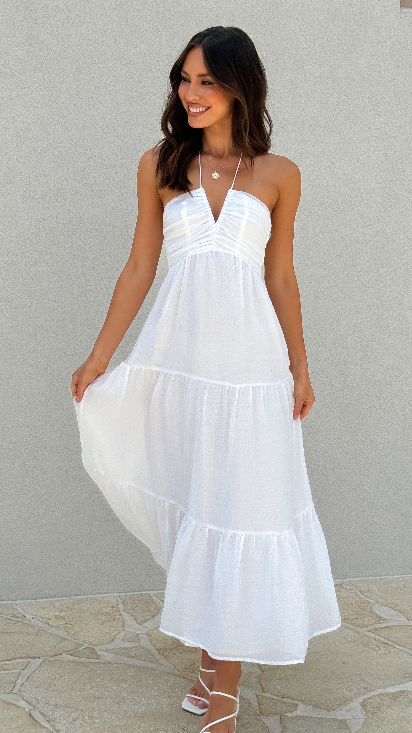 Taffeta Maxi Dress - White