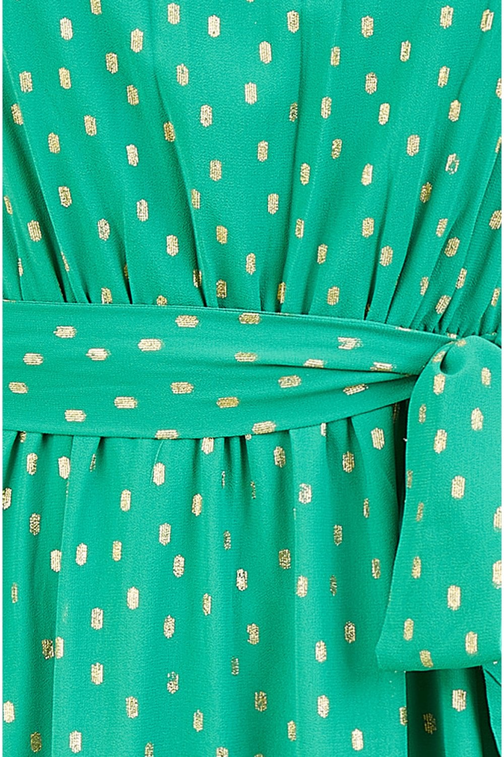 Mela Green Foil Print Bardot Midi Dress