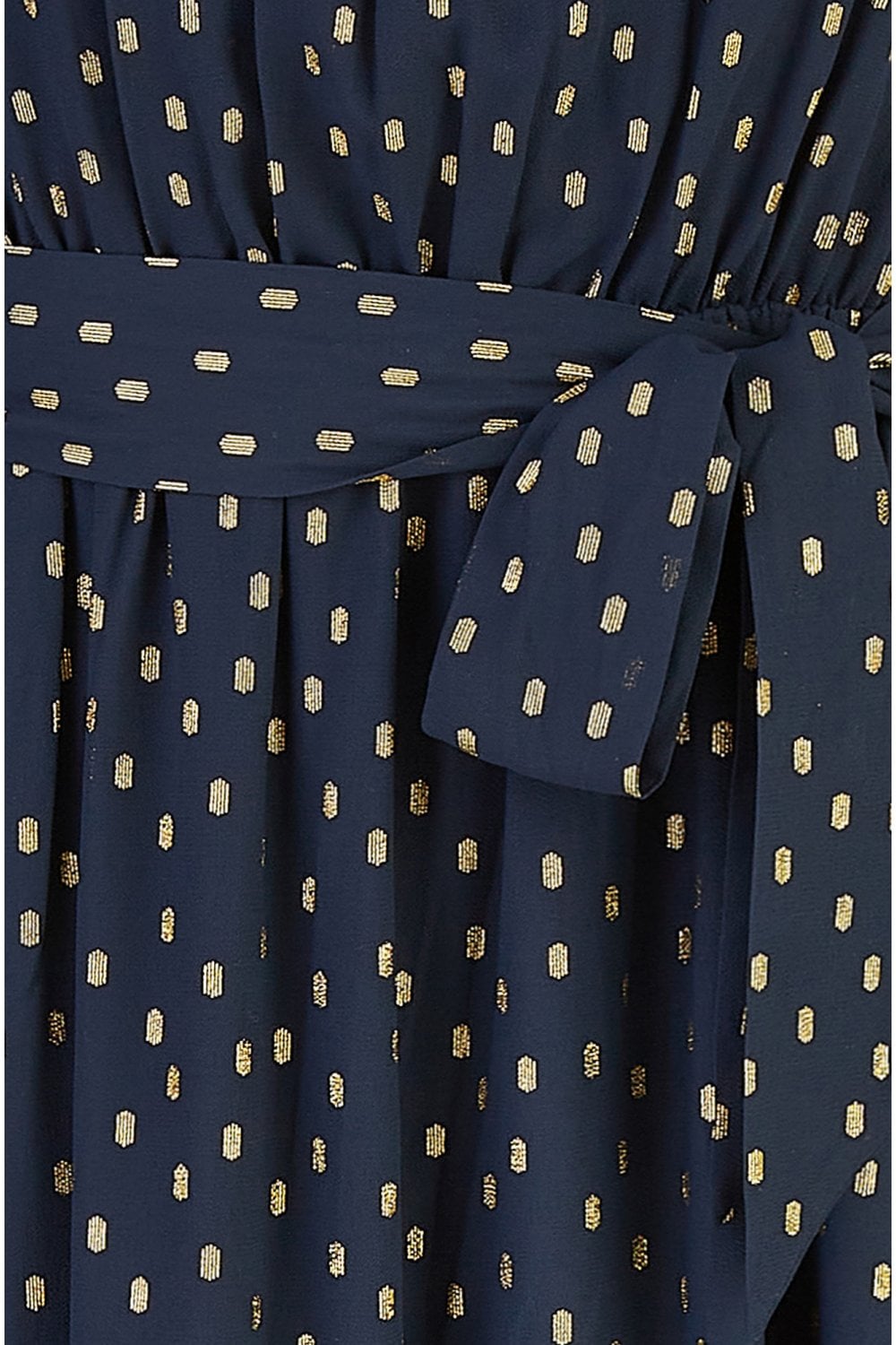 Mela Navy Foil Print Bardot Midi Dress