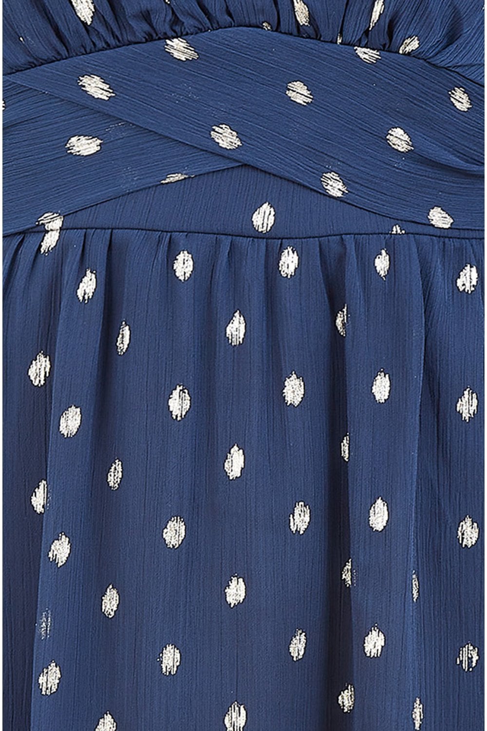 Mela Navy Foil Print Long Sleeve Skater Dress With Wrap Tie Waist