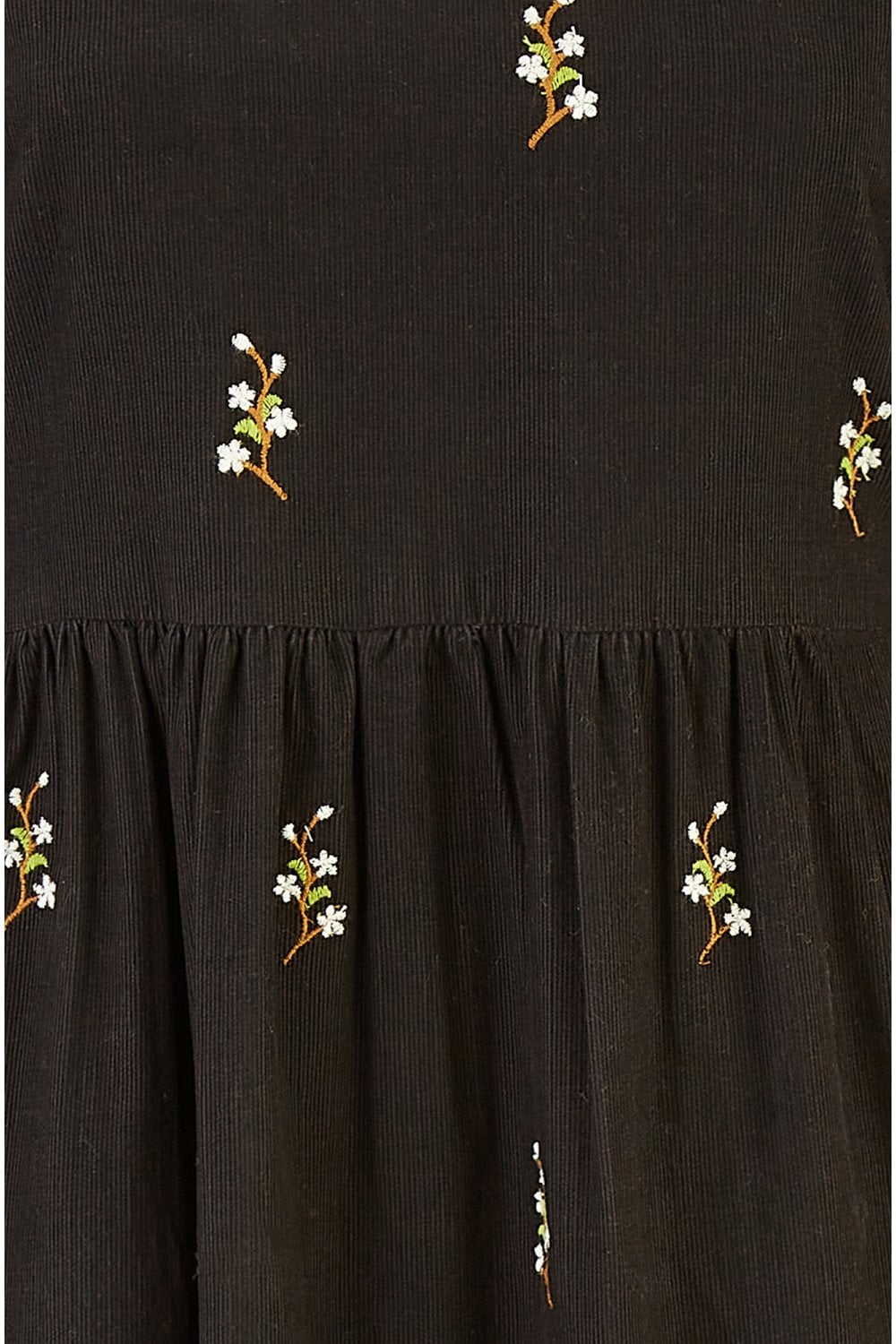 Yumi Black Long Sleeve Midi Dress With Floral Embroidery