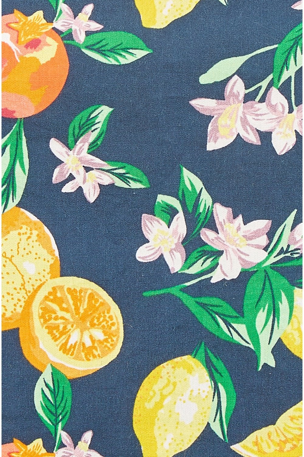 Yumi Navy Organic Cotton Citrus Print Crop Top