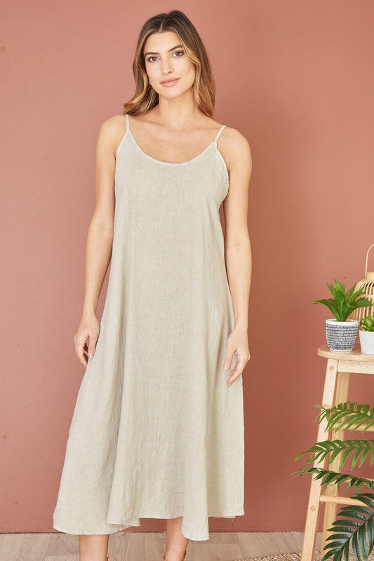 Yumi Stone Italian Linen Relaxed Fit Midi Sundress